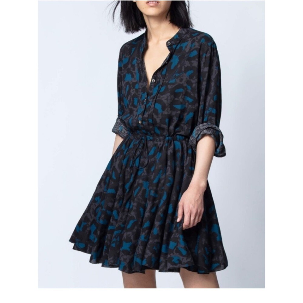 Zadig & Voltaire Ranil Leo Bohemian Rocker Chic Leopard Print Dress, Size M